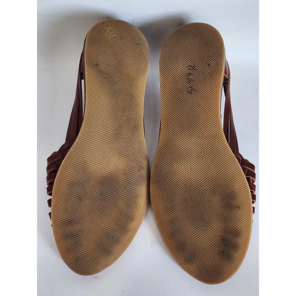 Nisolo Huarache Sandals Brandy Brown Woven Leather Flats Shoes Womens 10